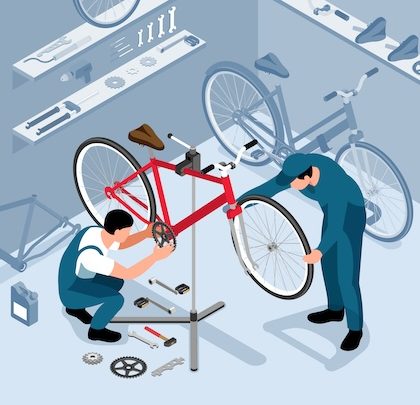 Bicycle Repair Isometric Background