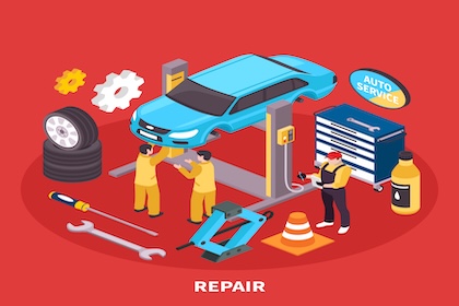 Auto Service Isometric Illustration