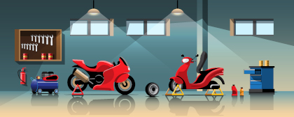 Motorcycle repair and maintenance service concept vector illustr
